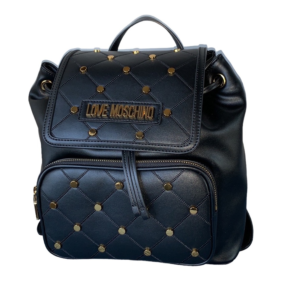 Love‎ Moschino Black Studded Cinch  Backpack